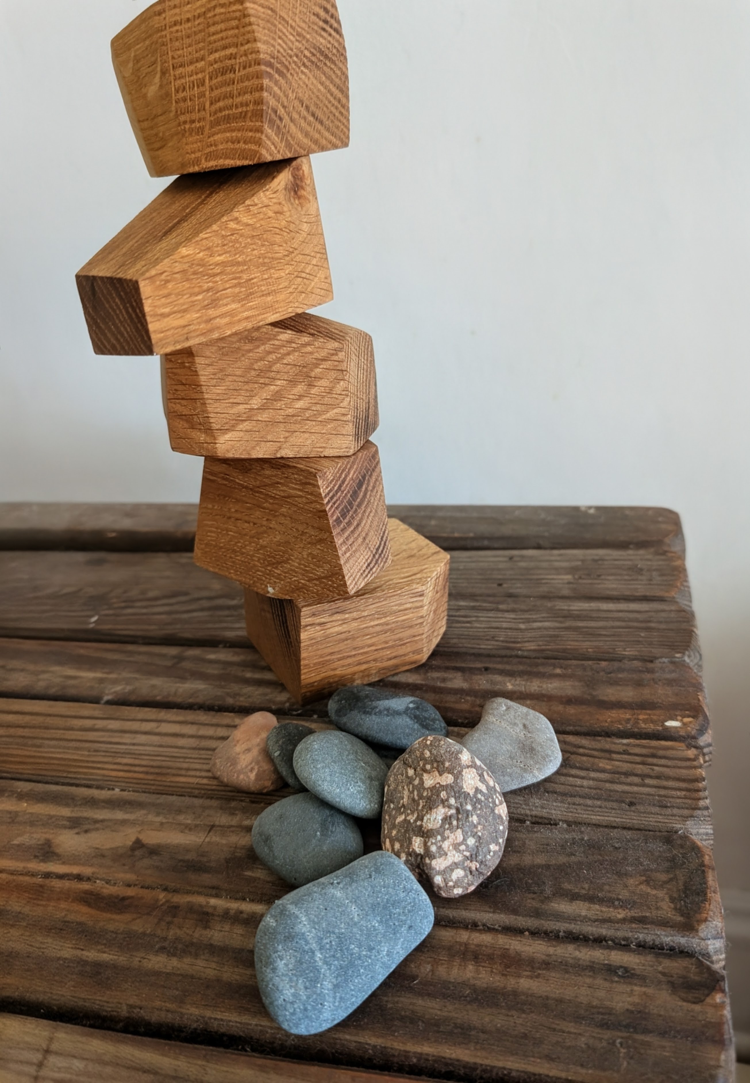 Fidget hardwood rocks stacked as home decor