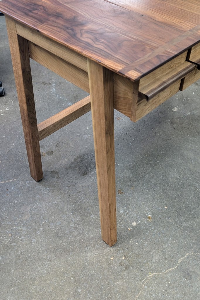 Closeup of the desk leg frame